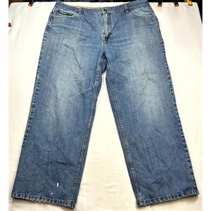 Plugg Mid Rise Loose Straight Fit Jeans Mens Size 42x32 Blue Denim Cotton Baggy